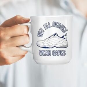 NOT ALL HEROES WEAR CAPES coffee MUG CERAMIC novelty GIFT NEW birthday present